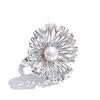 Yhpup Trendy Stainless Steel Pearl Flower Adjustable Ring Gold & Platinum Plated Stylish Unique Finger Jewelry Accessories Gift