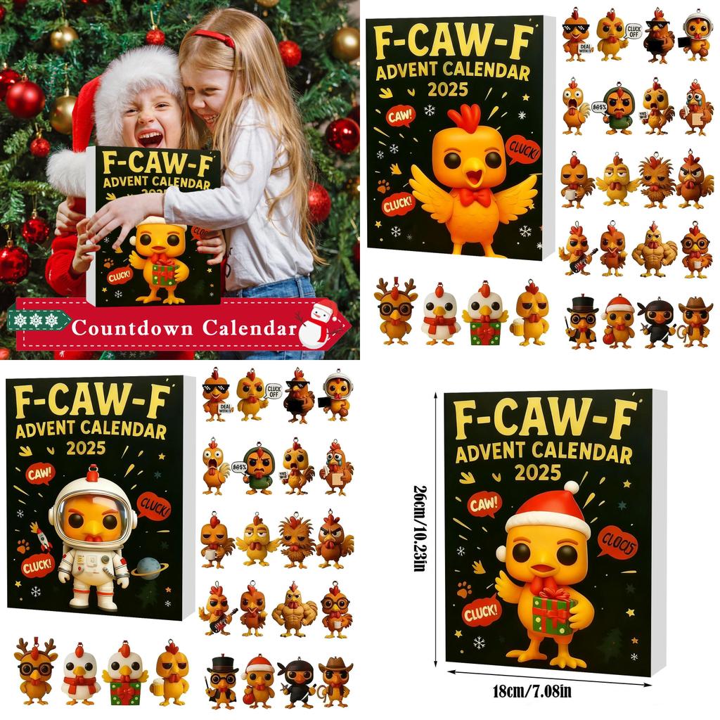 Christmas Advent Calendar F Caw F Chicken Decorative Figurines With Acrylic Material For Festive Celebrations