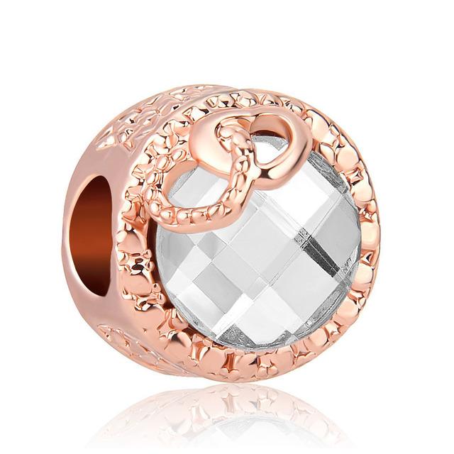 

POMOiii Новый розовое золото Lover Is Forever Butterfly Круглая бусина «сделай сам», подходят оригинальные подвески, серебряный браслет 925 пробы для девочек, модные украшения