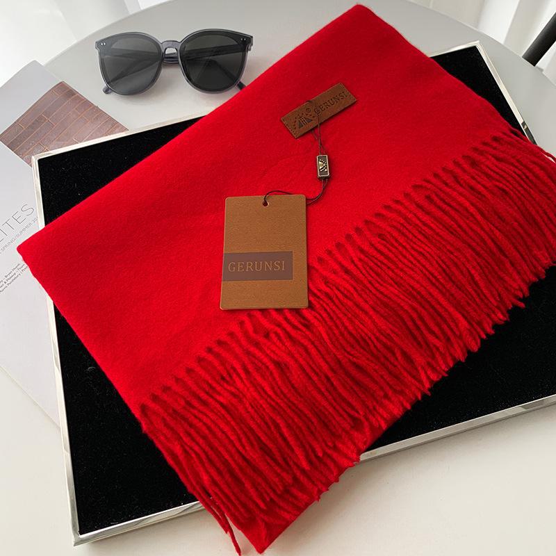 Women's 300g Solid Color Imitation Cashmere Scarf – High-End, All-Match, Warm Autumn/Winter Shawl.