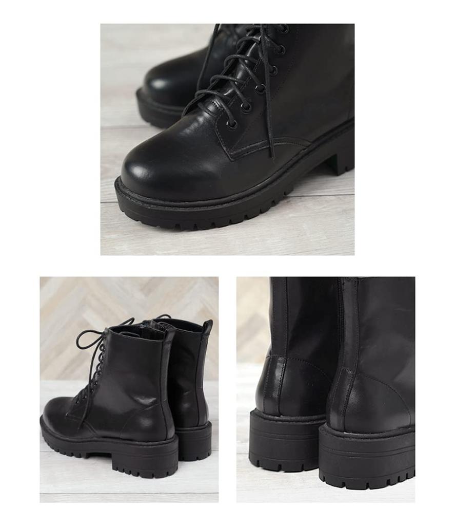 Boots for Short L [Arisana] Kids, Girls, Boots, Lace-up Shoes, Black, (23.5-24.0cm)