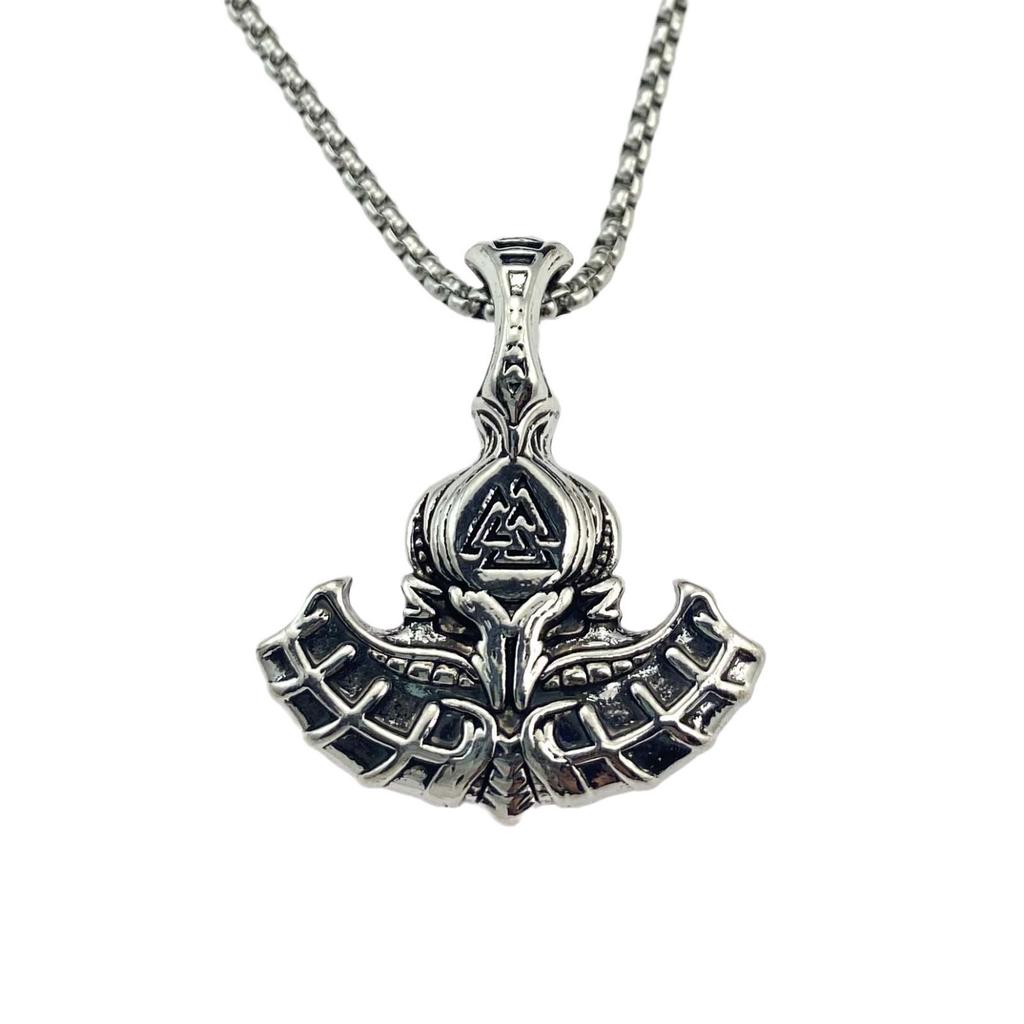 Necklace Nordic Style Viking Odin Battle Ax Triangle Rune Pendant
