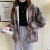 New Autumn/Winter Women's Brushed Plaid Velvet Shirt Jacket - Long Sleeve, Loose, Warm Korean Style