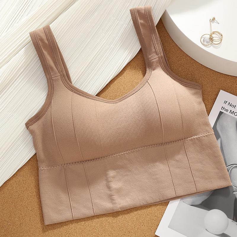 

Korean Style Strappy Back Built-in Bra Yoga Vest One Size хакі