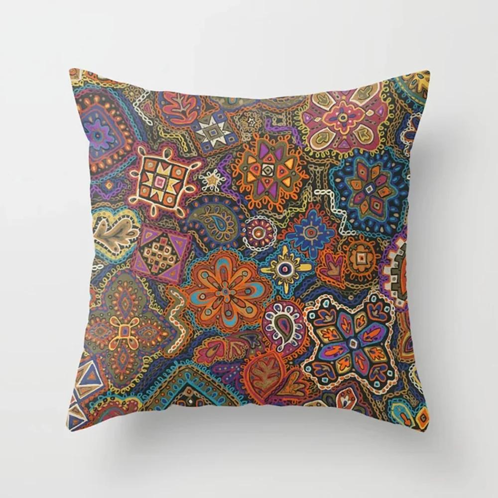 Home Decor Pillowcase Boho Psychedelic Texture Polyester Print  for Bedroom Living Room 45x45cm Funda De Almohada