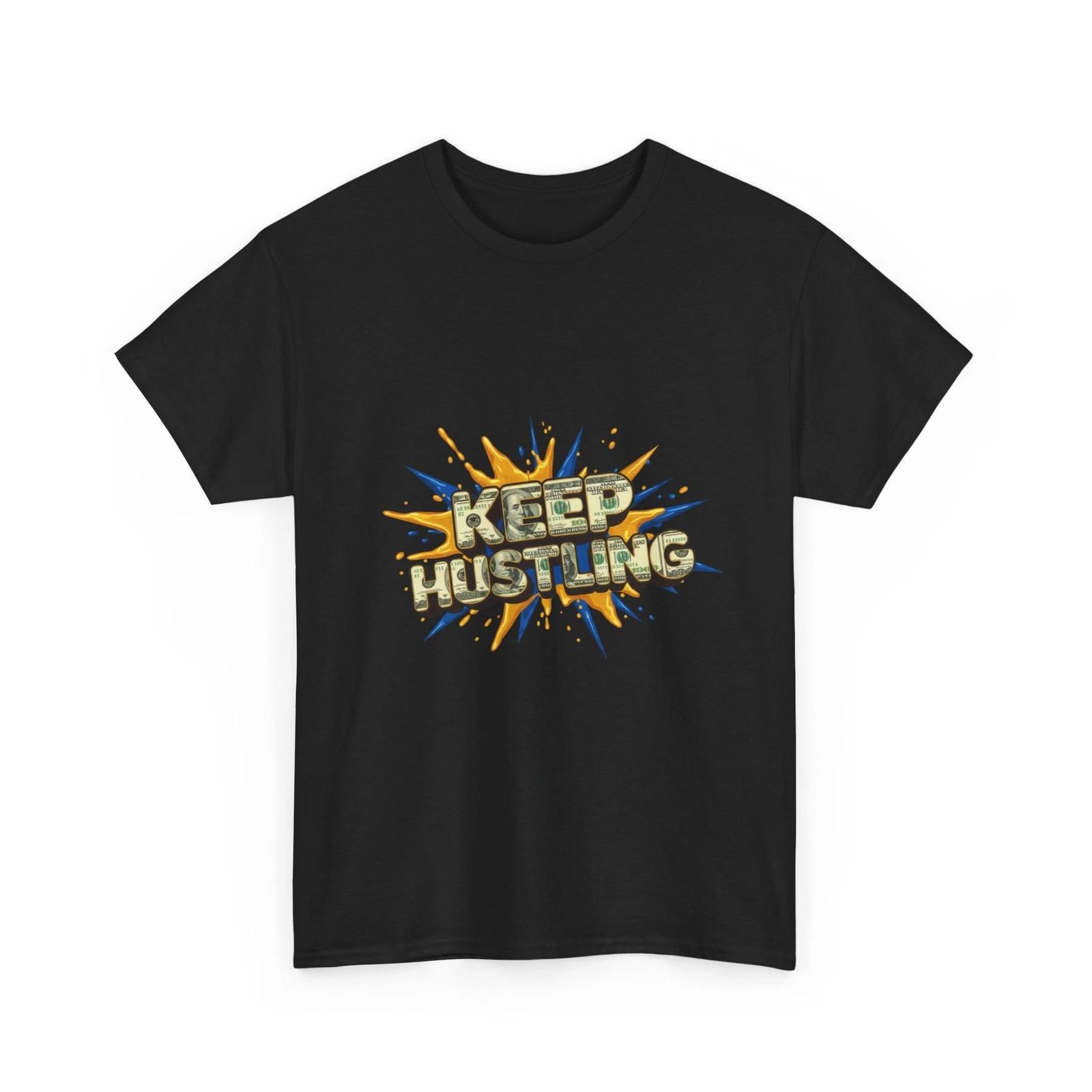 Keep Hustling T-Shirt | Retro Comic Style Motivational Tee, Money T-Shirt Gift M