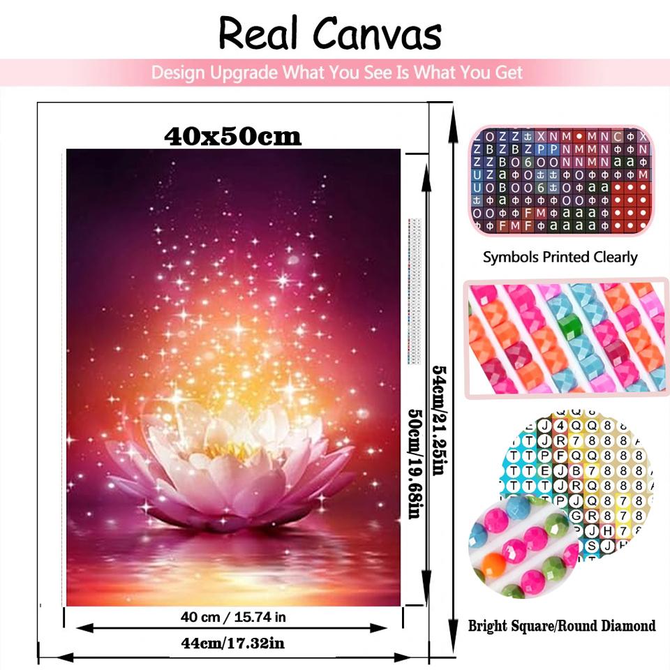 5DDIY Diamond Painting Flower   Full Round Square Diamond Embroidery Lotus Mosaic Picture Cross Embroidery Home Decoration