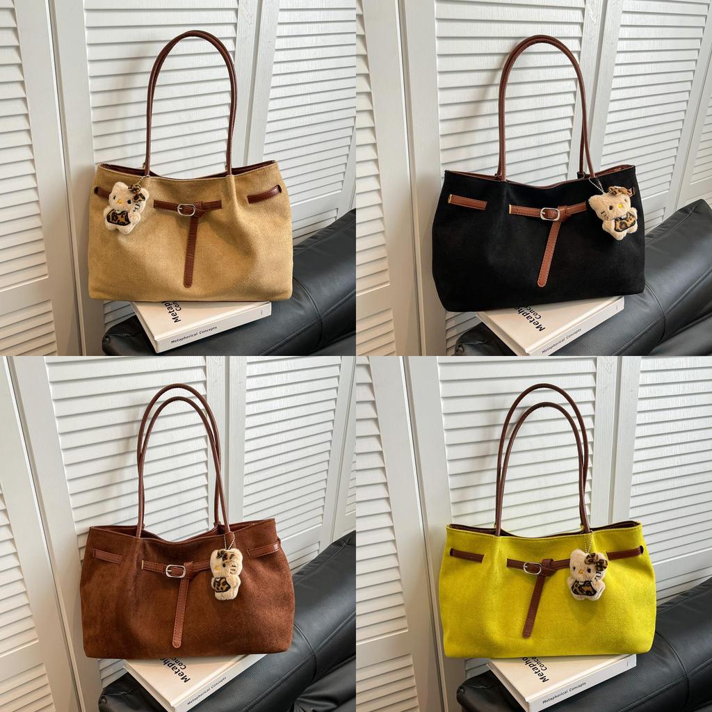 Streetwear Tote Bag For Women Large Suede Shoulder Crossbody With Magnetic Closure