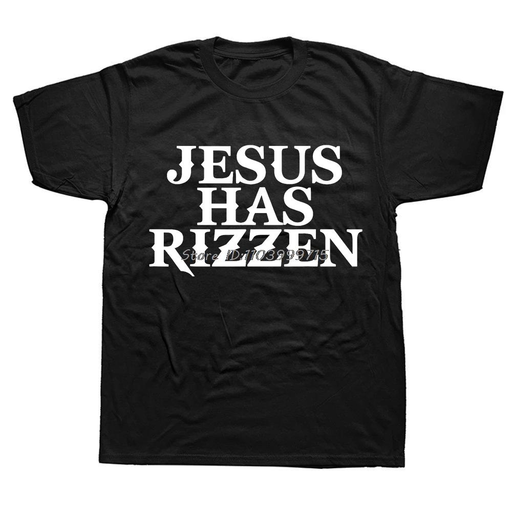 Christian Jesus Has Rizzen Funny Quote T-Shirt Summer Graphic Streetwear Tshirt Retro Christ Religious Gifts T Shirt Unisex Tees Unisex