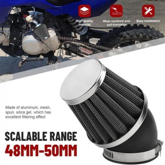 50mm Air Filter, Curved Motorcycle Air Filter for Dirt Pit Quad ATV Bike Bugg