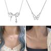 Diamonds Bowknot Aesthetic Necklace Fashion Simple Hollow Clavicle Chain Women Girl Wedding Jewelry Party Birthday Gift