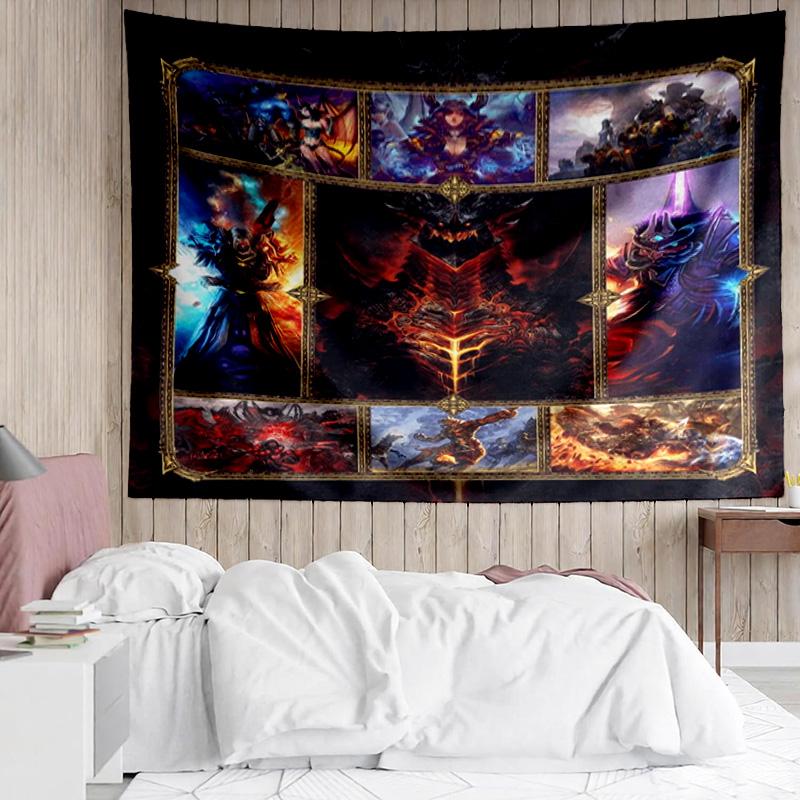 1PC Game Warcraft Darkness Warrior K-pop music group Tapestry Accessories for Bedroom,Livingroom, dormitory Room Wall Decor Fan Birthday Gifts