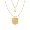 Titanium Steel Gold Plated Double Layer Clavicle Chain with Diamond Pendant and Star Badge