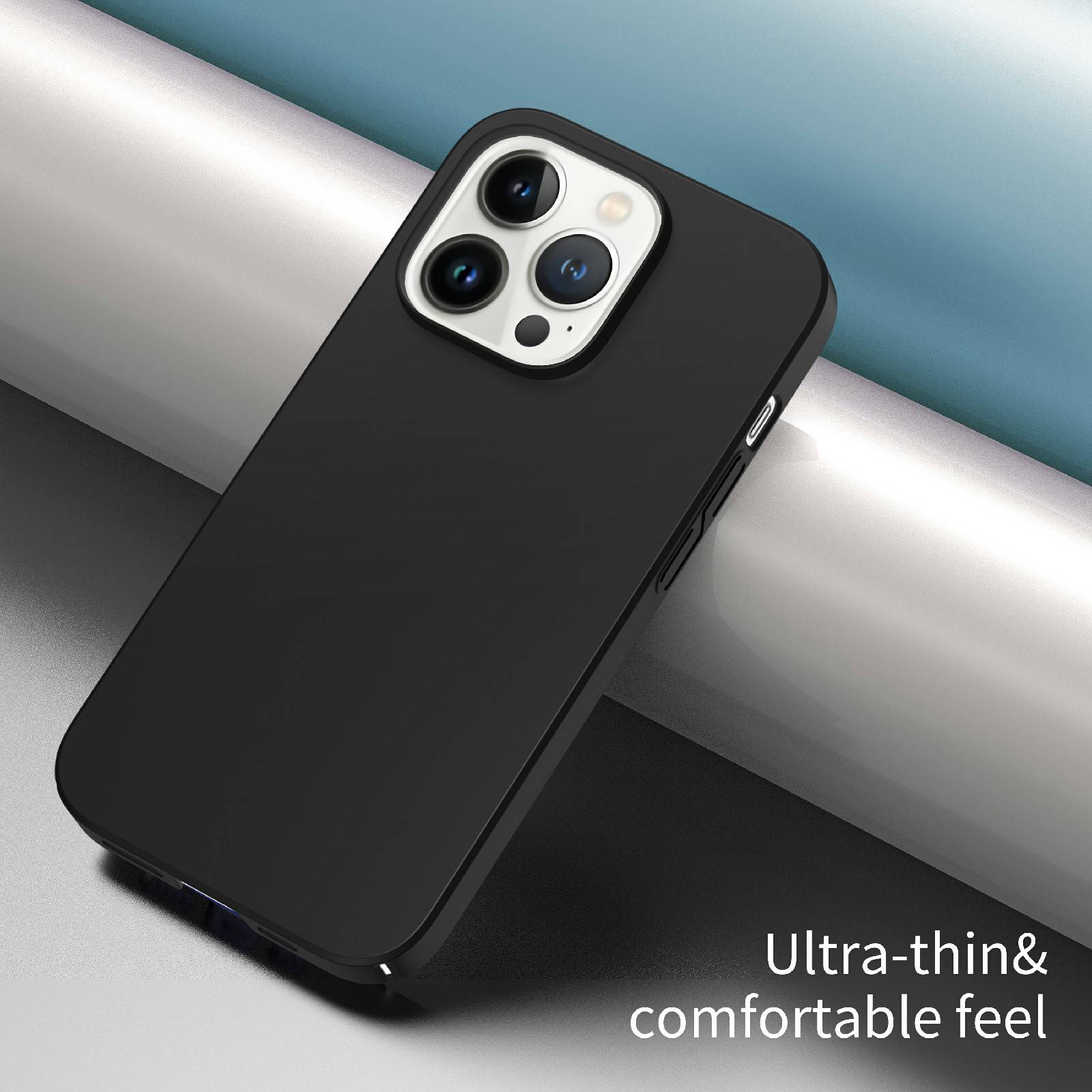 

For iPhone 14 Pro Shockproof Solid Color Anti-scratch Camera Protection PC Phone Case Mobile Phone Back Cover Black