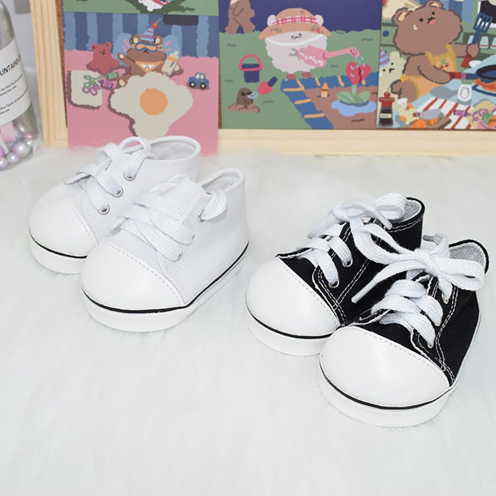 niannyyhouse 40cm Plush Canvas Shoes, Approx. 8.5cm Long, Dress-Up Cotton Doll, Doll Accessories (Black)
