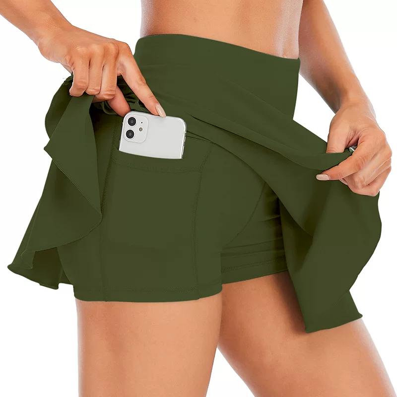 Outdoor Golf Sports, Tennis, Badminton, Running, Fitness, Aerobics, Pleated Skirt Pants, Yoga, Square Dance, Short Skirt M зелёный