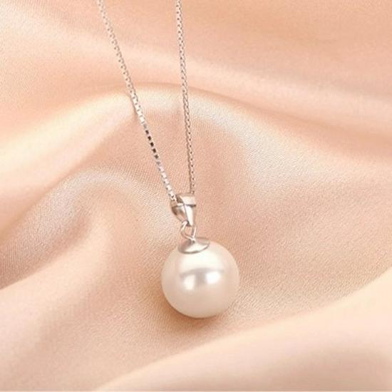 Zhenrong Korean Pearl Shell Bead Silver-Plated Pendant Necklace for Women