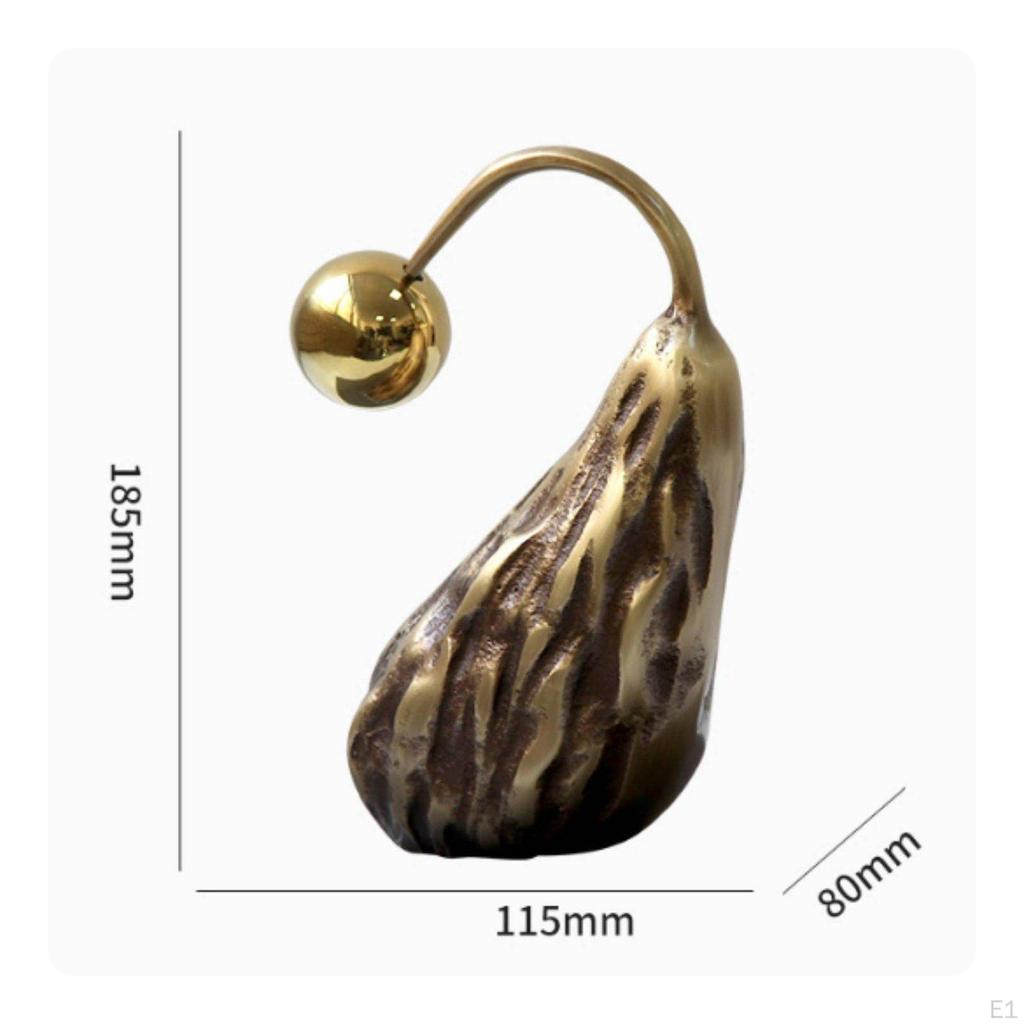 Abstract Pear Figurine Copper Finish Metal Statue Modern Minimalist for Showroom, Office, Study