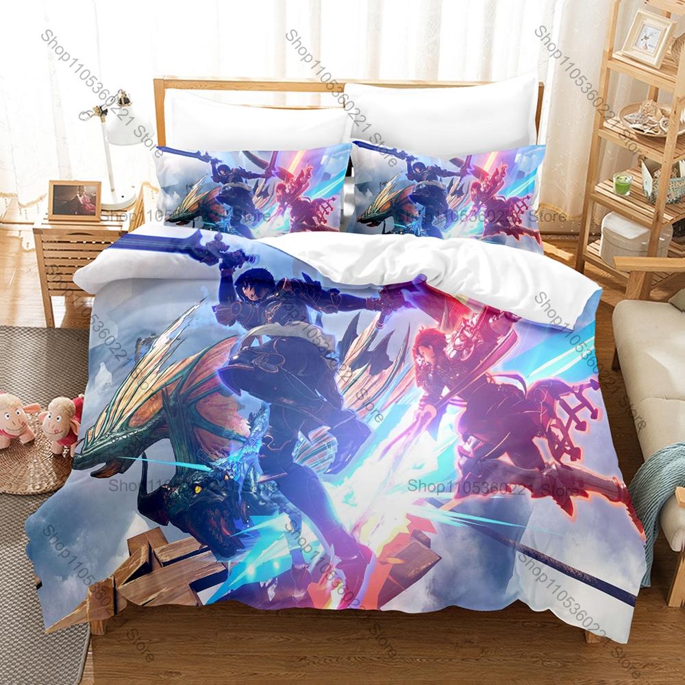 Granblue Fantasy GBF Relink Narmaya Zoya Fantasy Anime HD Print Bedding Set Duvet Cover + 2 Pillowcases Polyester Gamer Bedroom