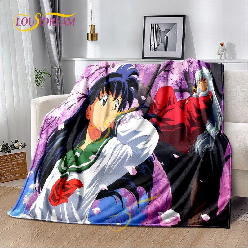 Inuyasha battaniyesi sıcak rahat çocuk battaniyesi karikatür pazen çarşaf kanepe örtüsü yürüyüş yetişkin ofis öğle yemeği molası battaniyesi.