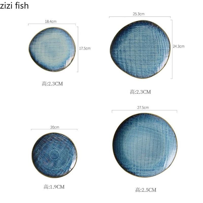 Retro Irregular Ceramic Dinner Plate Restaurant Steak Plate Sushi Plate Sashimi Plates Molecular Cuisine Creative Tableware