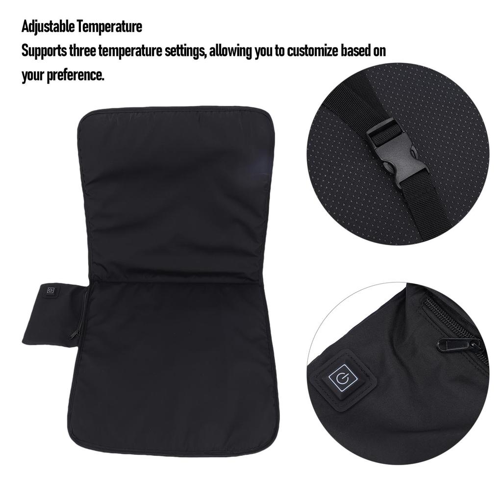 Beheiztes Sitzkissen Schwarz USB Beheiztes Sitzpolster mit 3 Heizstufen für Camping im Freien Bürostuhl