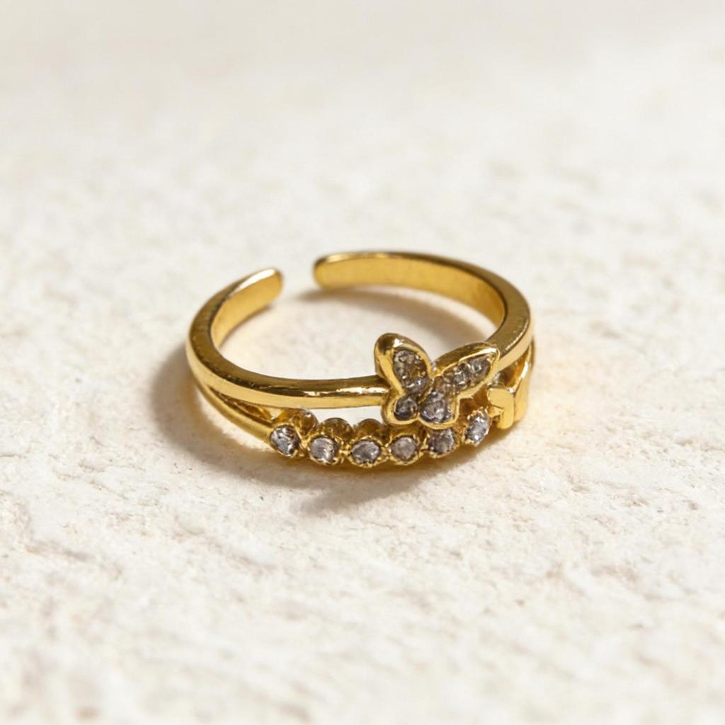 Butterfly Series Gold Open Ring - Women's Fashion Jewelry Index Finger Ring