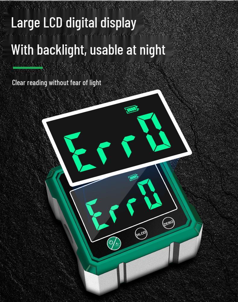 Cyfrowy inklinometr z poziomicą, laserem i magnetyczną podstawą