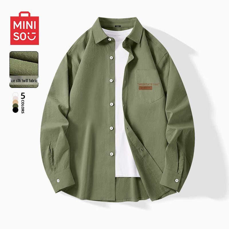 MINISO Unisex Loose-Fit Long-Sleeve Casual Lapel Shirt Jacket M
