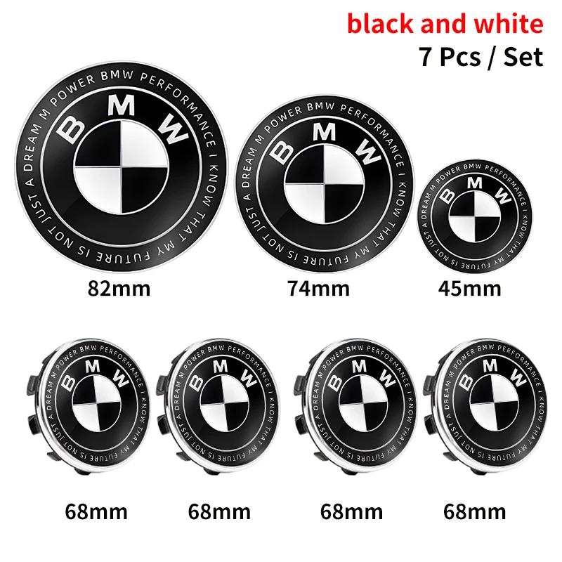 7pcs 45mm 68mm 74mm 82mm Car Front Hood Emblem Rear Boot Badge Steering Wheel Logo for BMW M F30 G01 E36 E39 E87 E46 E90 E92 E53