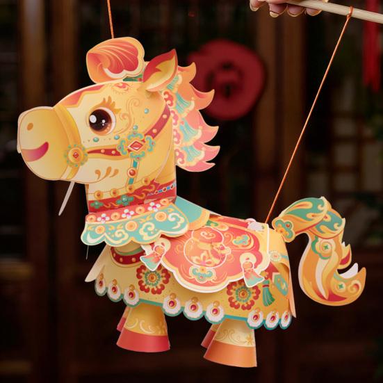 Hästens År Ljusmaterialpaket DIY Ljuskit med Roterande Huvud Rörliga Delar Och Inbyggda Ljuseffekter Traditionell Zodiac-Dekoration