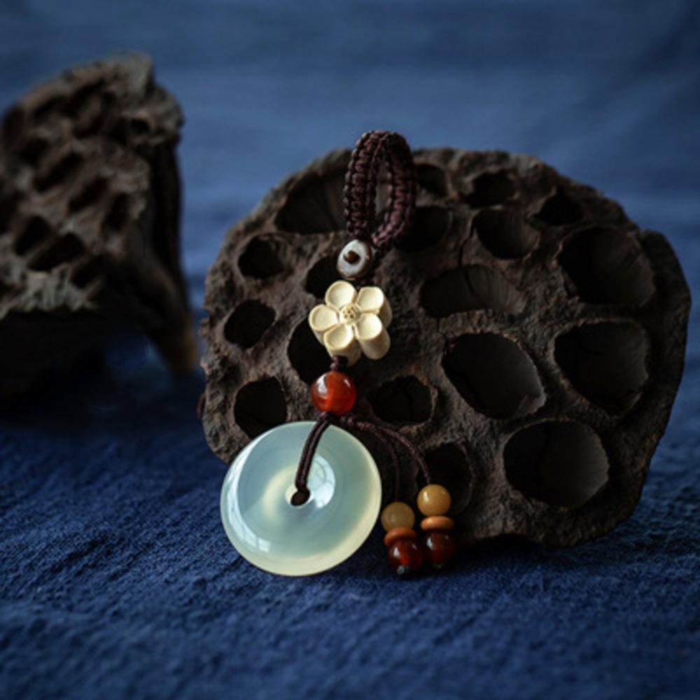 Bag Hanging Lucky Stone Pendant Beads Car Keyring Creative Phone Chain Lanyard  Key Decoration