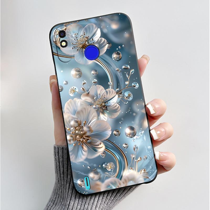 Printed Phone Case For Tecno Spark 4 Lite/POP 3PLUS Funda Capa Soft Silicone Black Shell Cover Cute Flower Cartoon Casing Coque