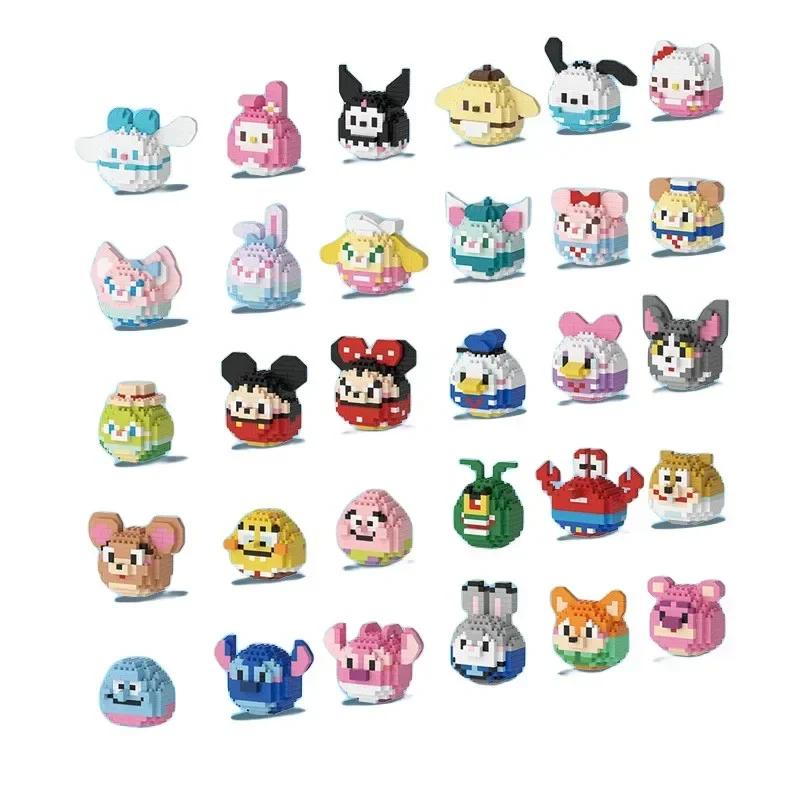 Stitch LinaBell Hello Kitty Sanrio Construction Blocks Damo Egg Cartoon Figrues Bricks Children's Assembly Playthings Model Present