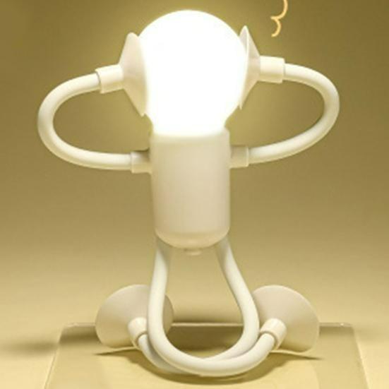 LED Bedside Lamp Funny Night Light with Suction Cup Soft Glow DIY Shape Cute Light Bulb Man Mini Night Light