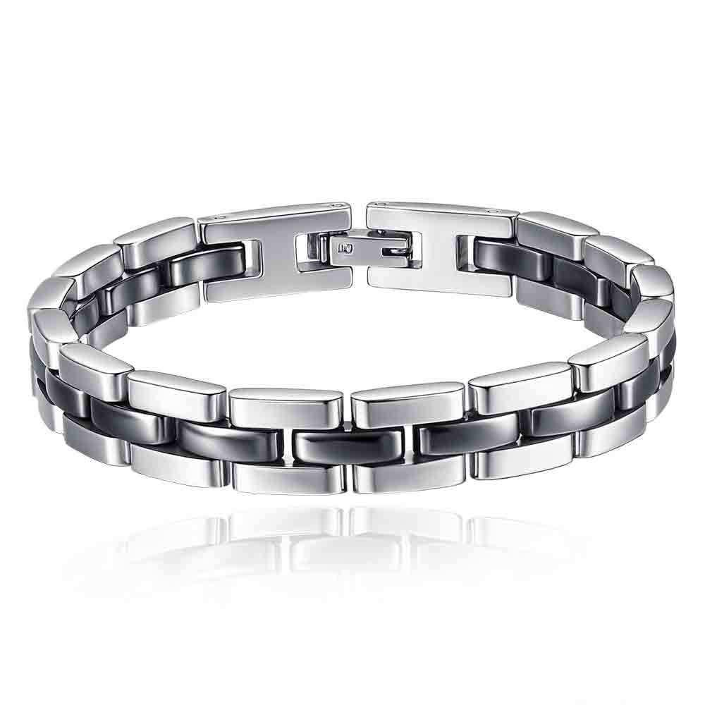 Cross-border 8MM Black & White Stainless Steel Ceramic Patchwork Couples  Bracelet
