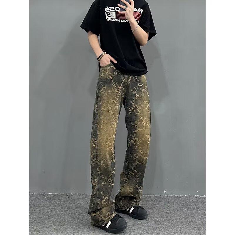 Джинсы JYL мужские рваные bootcut винтажные расклешенные cleanfit свободные широкие джинсовые XL амазонка