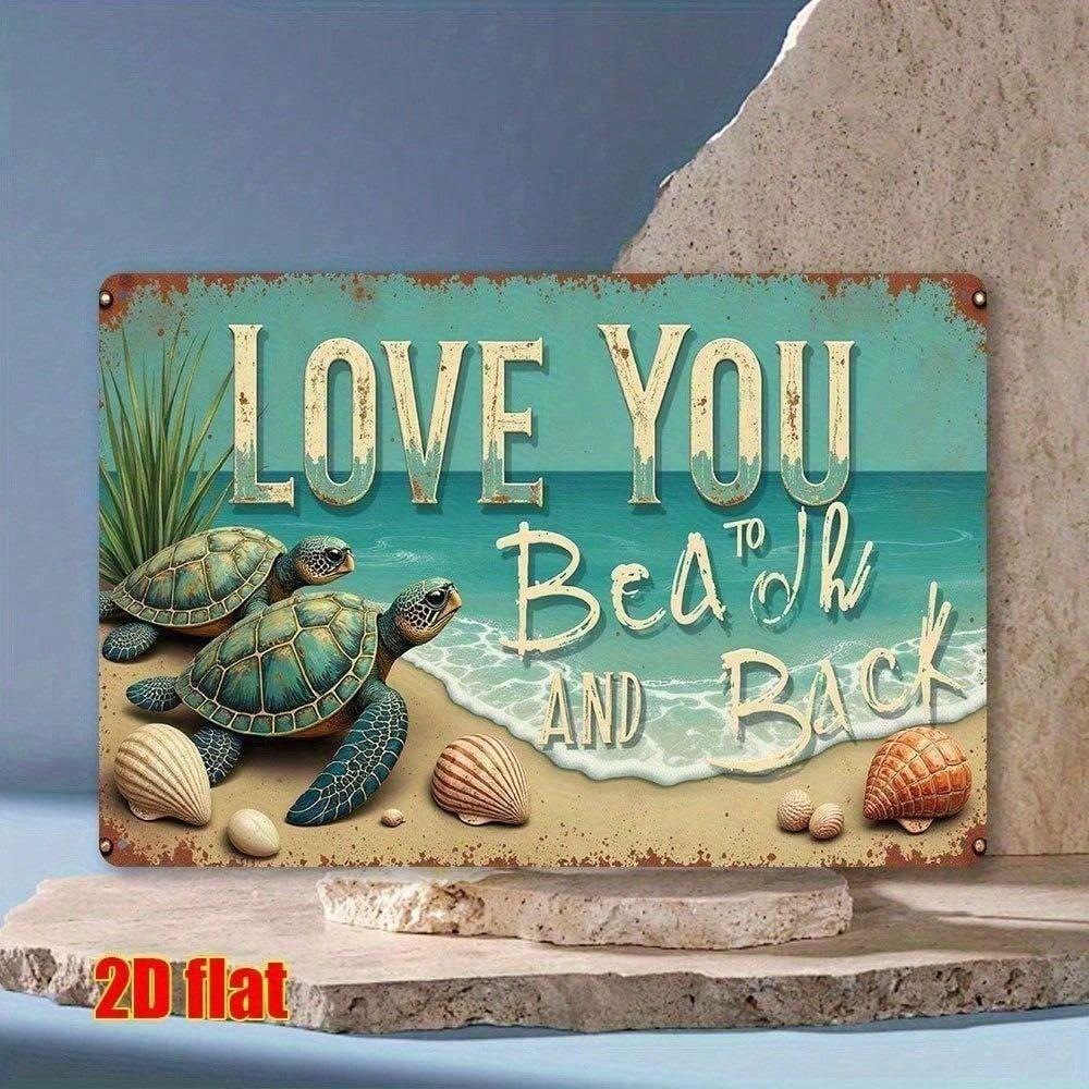 

Metal Wall Art Sea Turtle on Sandy Beach for Living Room