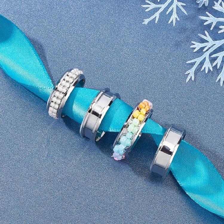 Set of 6 Grooved Finger Rings Fashionable Empty Rings DIY Rings Material