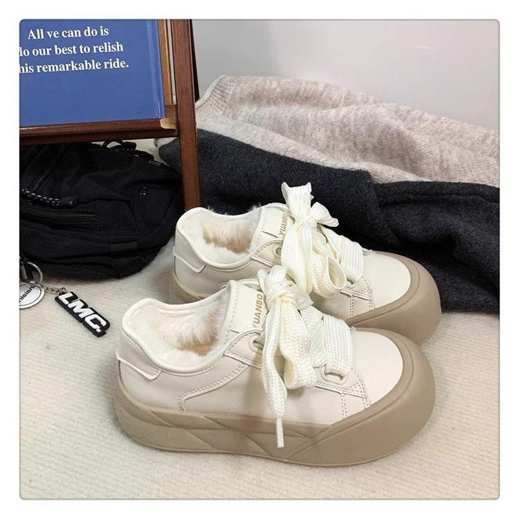 Fashion Thick soled big toe bread shoes winter thick women's warm simple comfortable daily casual lightweight cotton shoes