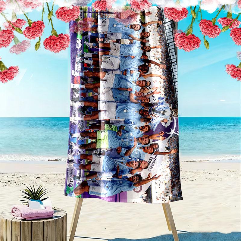 Man City Player Print Beach Towel, Large Soft Quick Dry Towel for Beach Camping Swimming