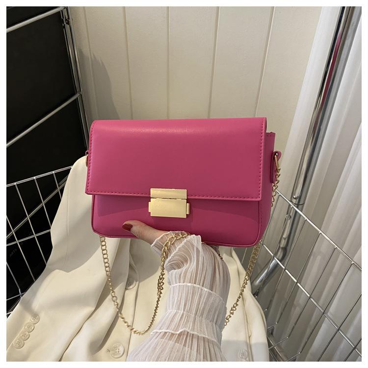 

Simple 2025 new fashionable solid color chain texture casual autumn retro foreign style lock underarm women s small square bag роза розовый