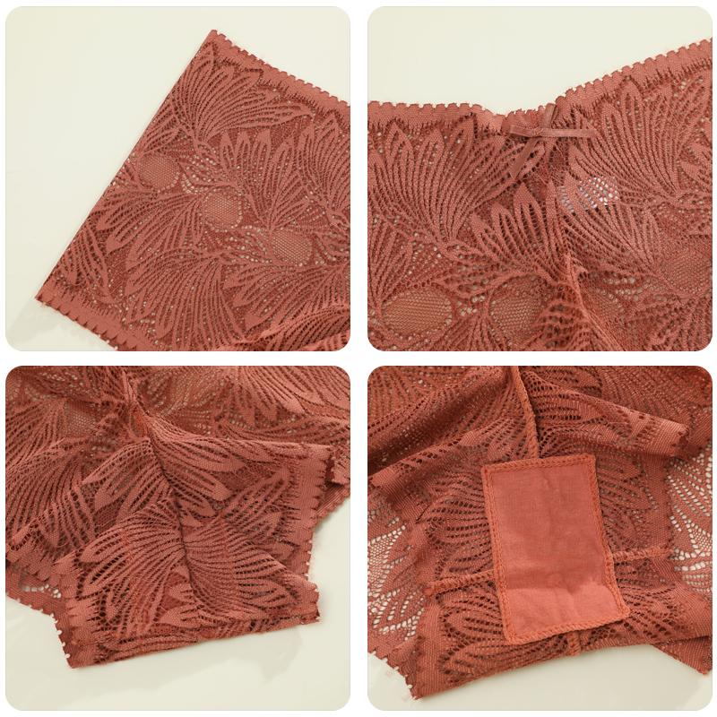 FINETOO 3 Stück Damen Spitze Floral Boyshort Sexy Hollow Out Unterwäsche Niedrige Taille Atmungsaktive Slips Mädchen Weiche Transparente Lingerie