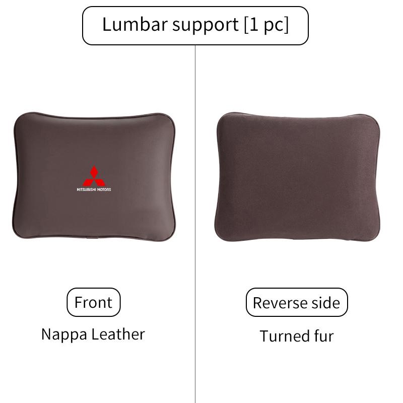 For Mitsubishi Car Leather Headrest Neck Support Seat Waist Cushion Pillow Auto Accessories Outlander Pajero Sport Lancer EX ASX RP4