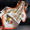 National style flower and bird simulation silk printing women's silk scarf square scarf high-end shawl sunscreen neck scarf headscarf scarf