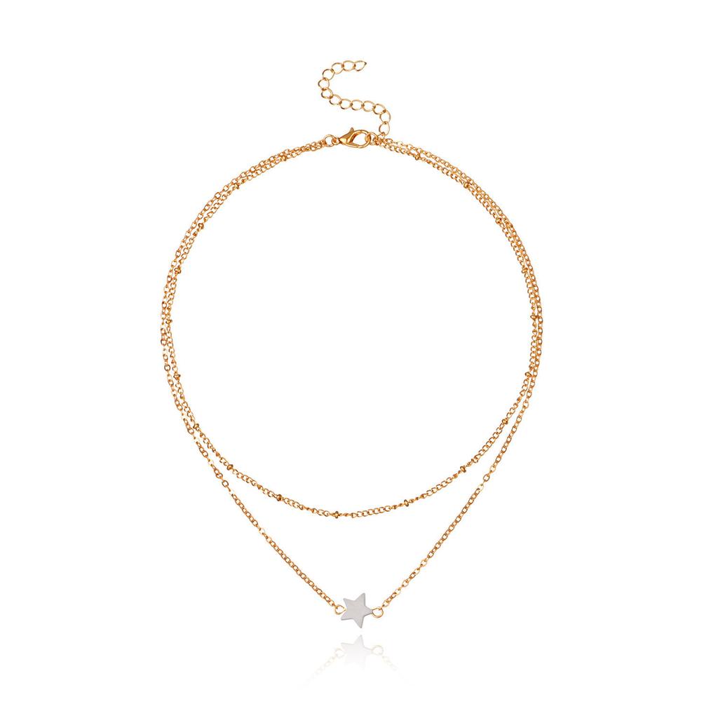 Europe, America, Simple Double-layer Stacked Back Chain Love Necklace Female, Harajuku Hip-hop Peach Heart Necklace