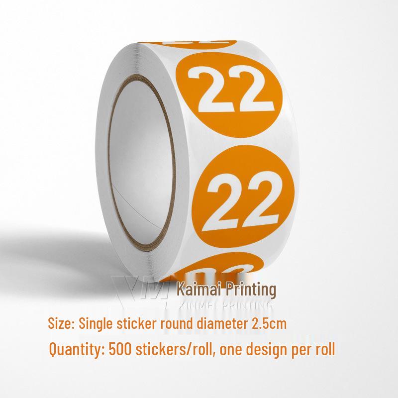 Adesivos Redondos Autoadesivos com Números 1-33 – Rolo de Etiquetas de Identificação Seriada Coloridas