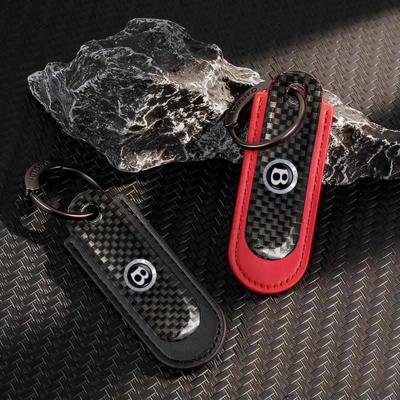 Carbon Fibre Pattern Car Keychain Keyring Key Chain Holder Pendants For New Bentley Flying Spur Continental GT Bentayga Mulsanne