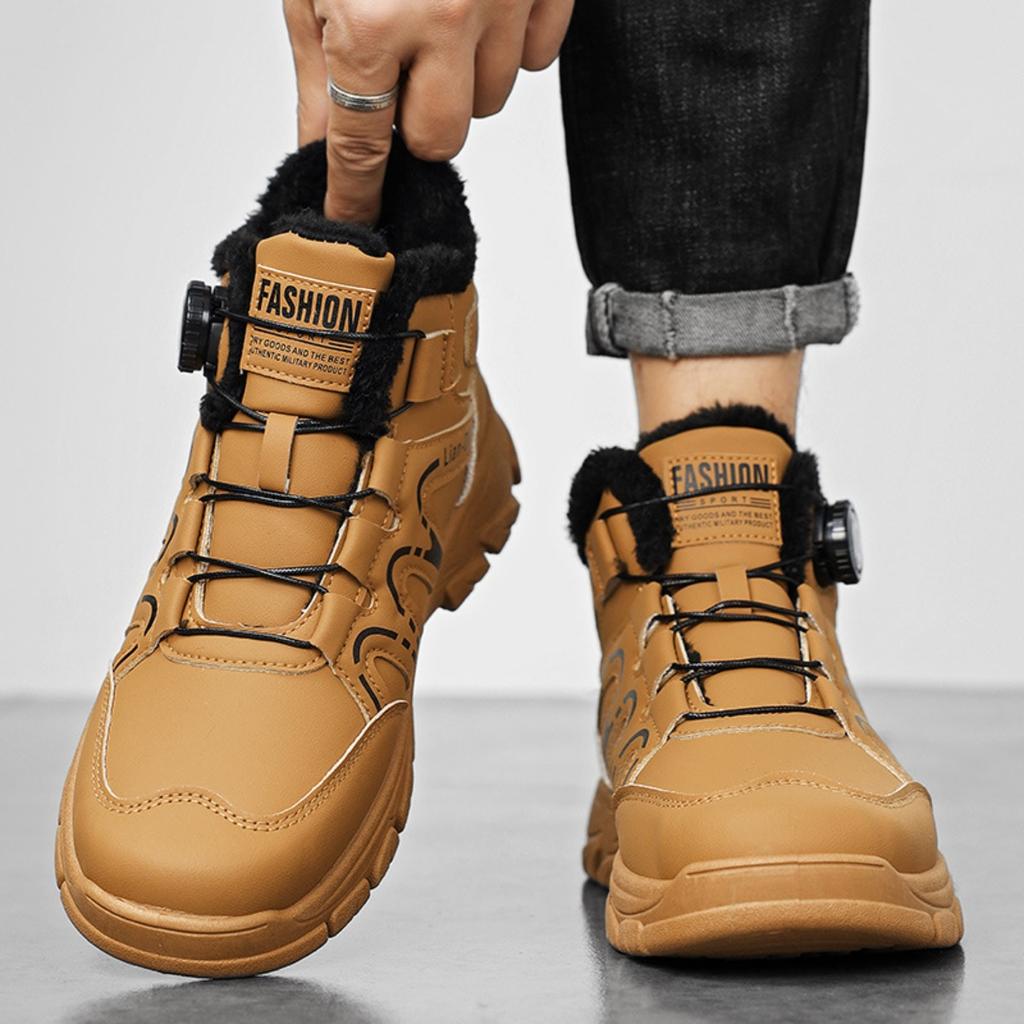 Winter New Style, High Top, Plush and Thickened, Men's Cotton Shoes, Swivel Buckle, Trendy Men's Shoes, British Style, Boots