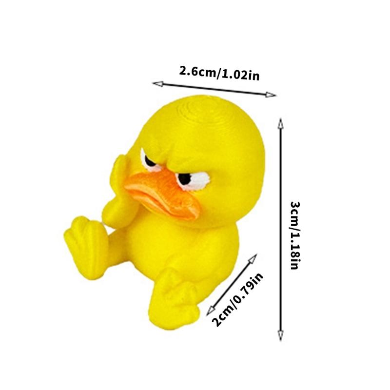 2pcs 3D Printed Angry Duck Figurine Home Decoration Gift For Kids Cartoon Yellow Duck Desktop Shelf Ornament